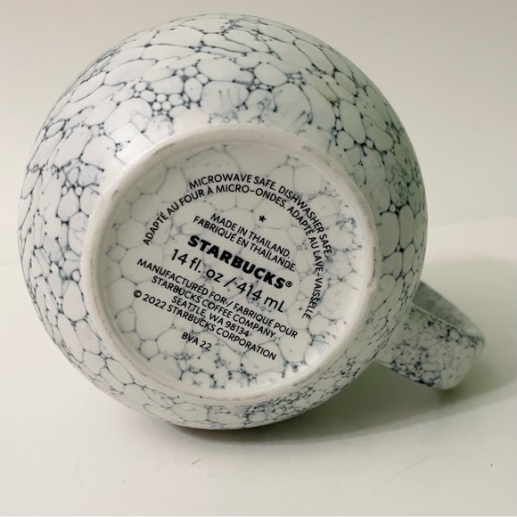 2022 Starbucks Ceramic 14oz  Coffee Tea Mug Cup White & Blue Stone Design - Picture 10 of 11